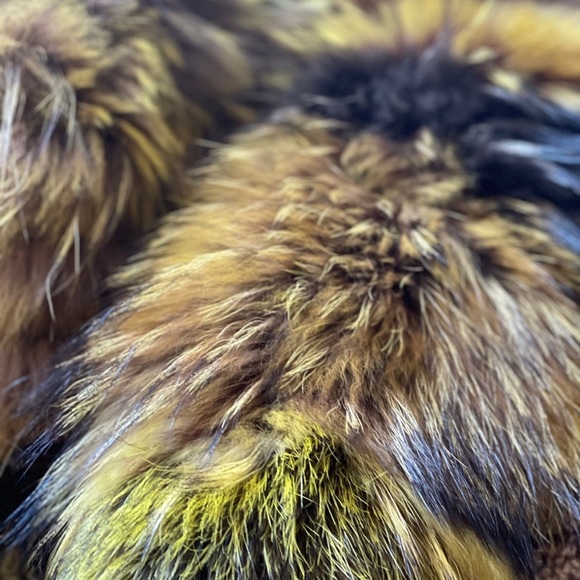 RARE vtg 1970s 100% lamb skin & Racoon Penny Lane Yellow fur coat Burning man - Picture 4 of 12